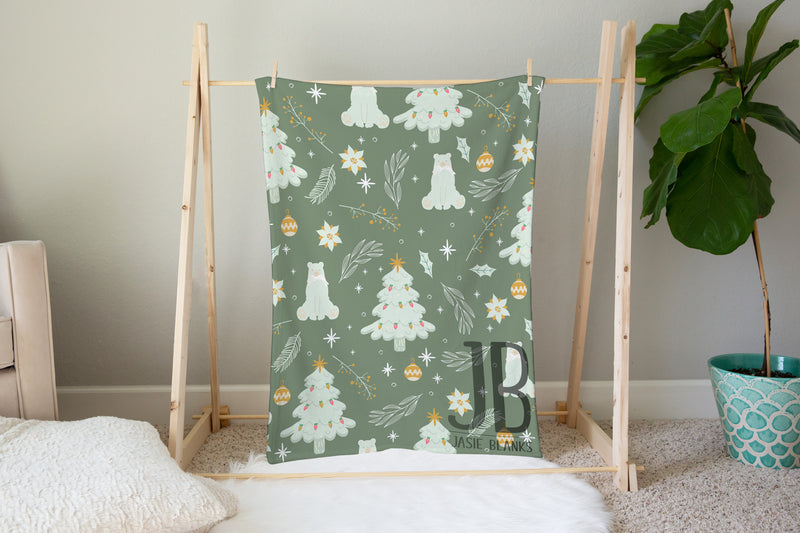 Mint Green Christmas Plush Blanket