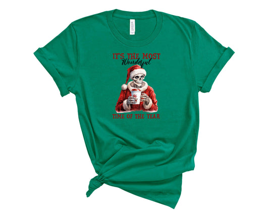 Most Wonderful Time Of Year Skeleton Santa - Transfer
