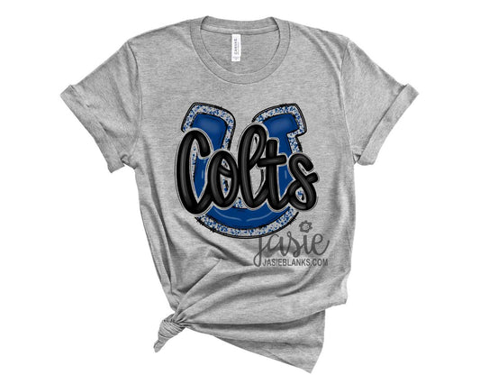Navy Colts Horseshoe - Transfer