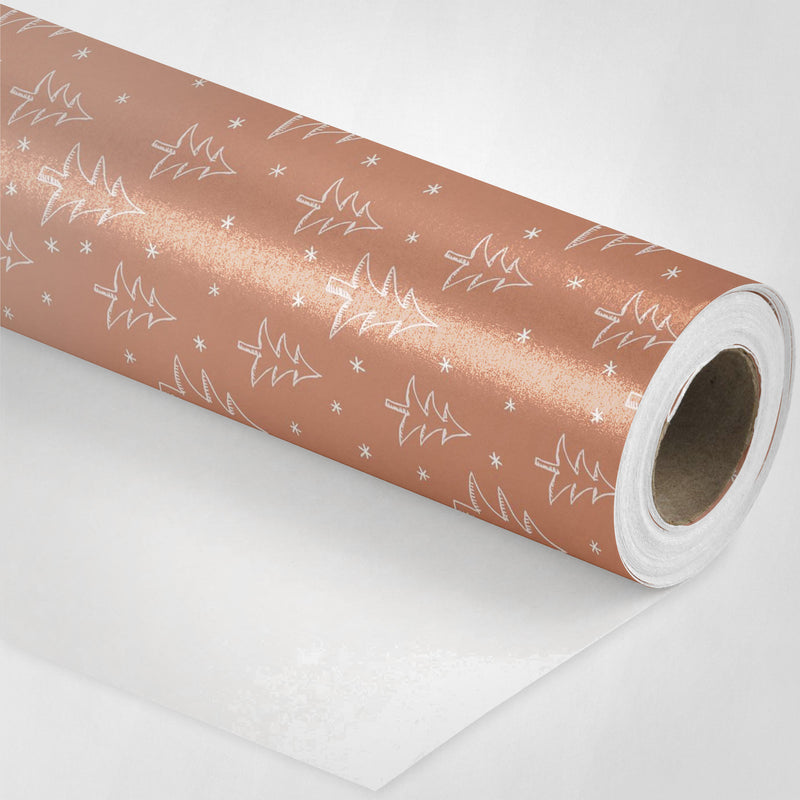 Orange Christmas Trees Wrapping Paper
