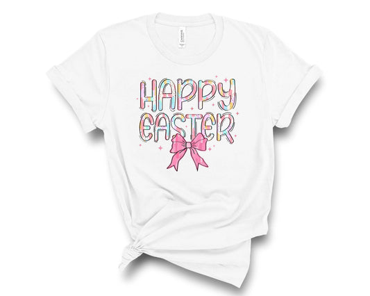 Pastel Coquette Happy Easter w bow - Transfer