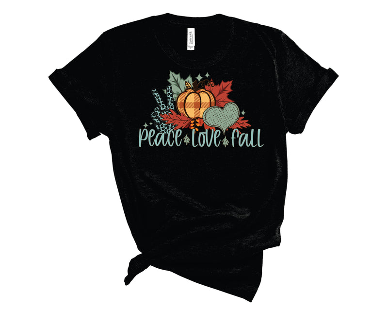 Peace Love Fall Plaid - Graphic Tee