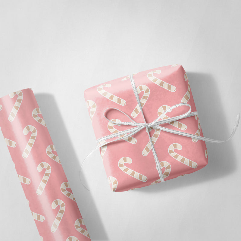 Pink Candy Canes Wrapping Paper