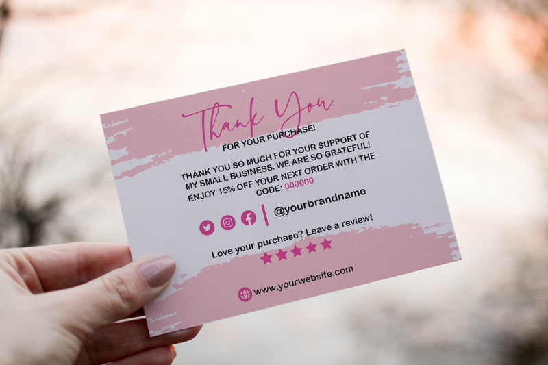 Pink Painted - Customizable Thank You Card