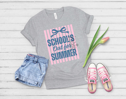 Pink Preppy Bow Schools Out for Summer - Transfer