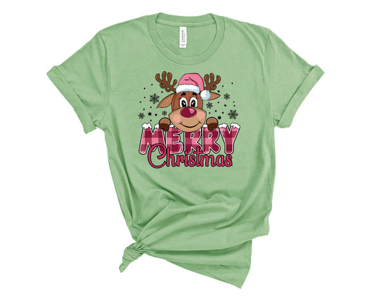Pink Reindeer Merry Christmas - Transfer