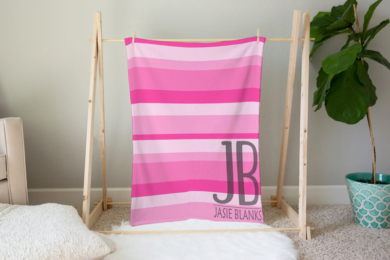 Pink Stripes Plush Blanket