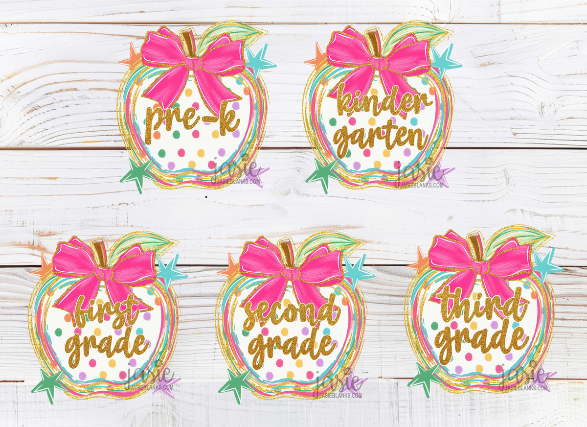 Preppy Brushstroke Apples Grades - Transfer
