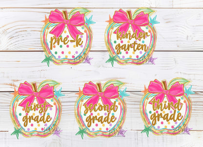 Preppy Brushstroke Apples Grades - Transfer