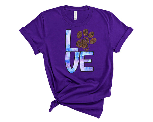 Purple LOVE Paw Print - Transfer