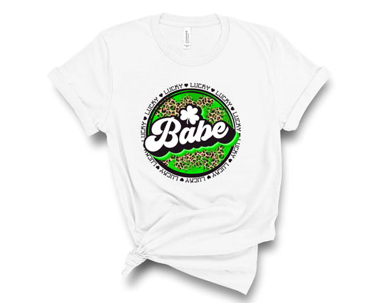 Retro Leopard Circle Lucky Babe - Transfer