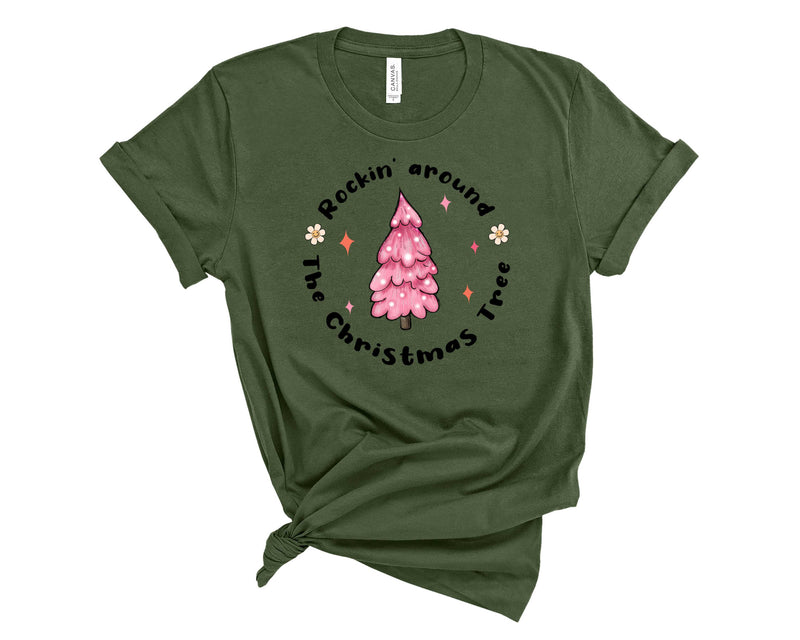 Rockin Around The Christmas Tree Pink - Graphic Tee