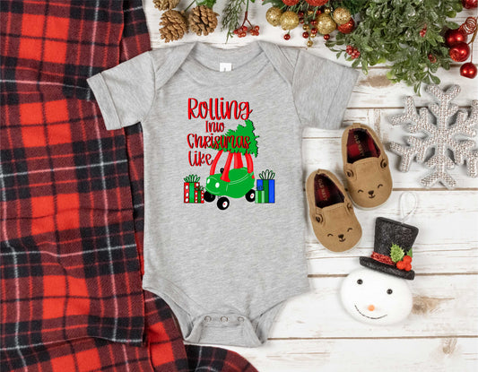 Rolling Into Christmas Green - Transfer