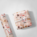 Pink Reindeer and Snowmen Wrapping Paper
