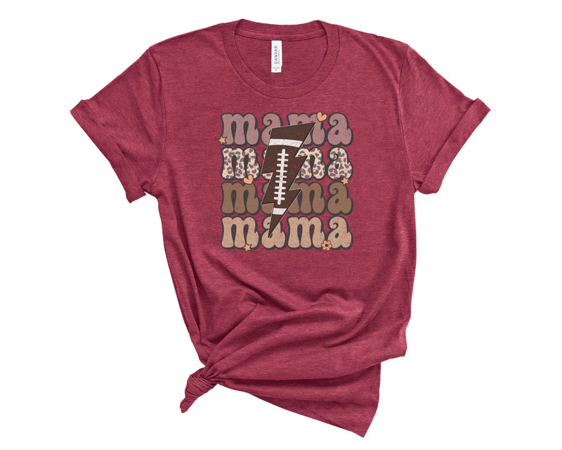 Stacked Football Mama-Leopard Bolt Retro- Transfer