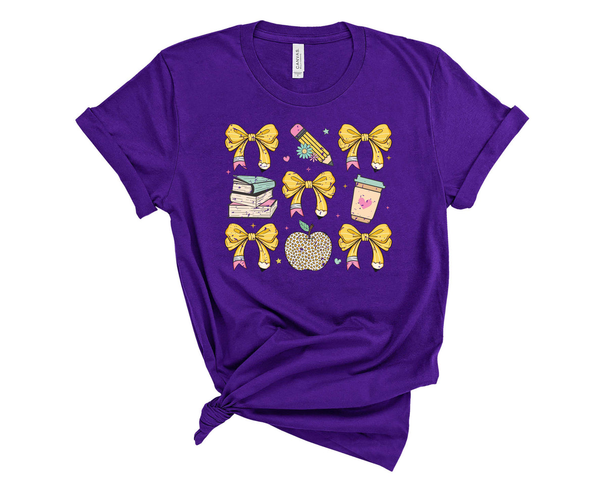Teacher Pencil Bow Coquette - Transfer