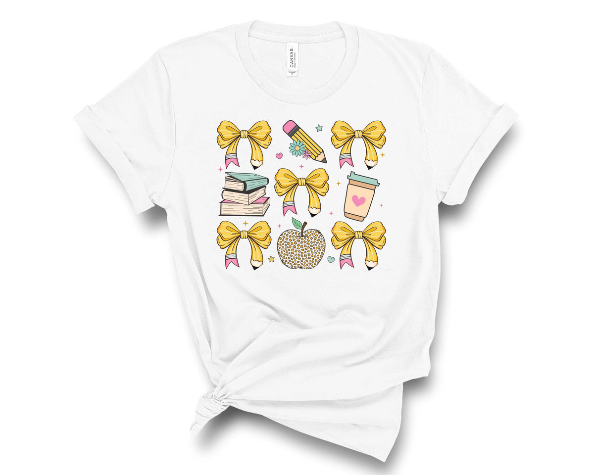 Teacher Pencil Bow Coquette - Transfer