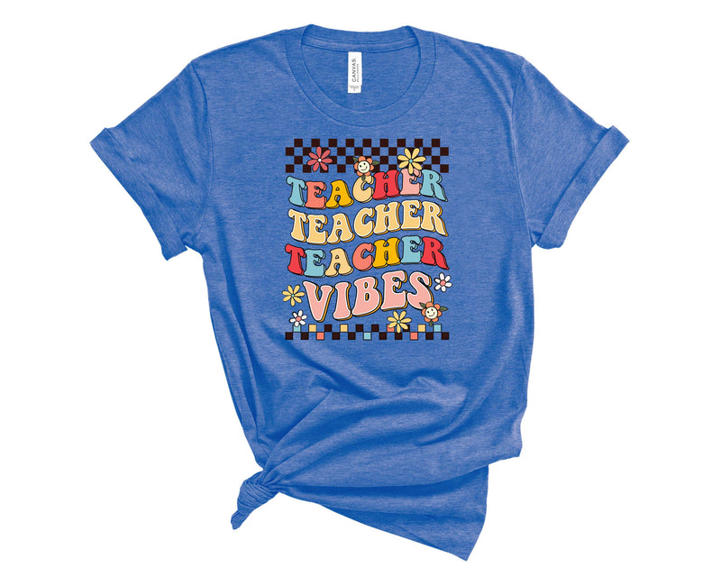Teacher Vibes Checkered - Transfer