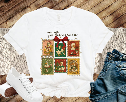 Tis The Season Goose Stamp Collage - Transfer