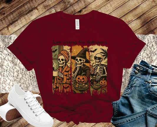 Vintage Just Waiting For Halloween Brushstroke - Transfer
