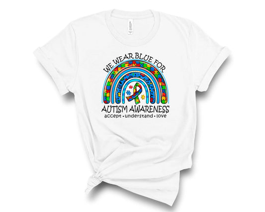 We Wear Blue Puzzle Rainbow - Transfer