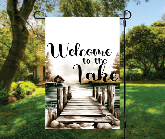 Welcome To The Lake Garden Flag