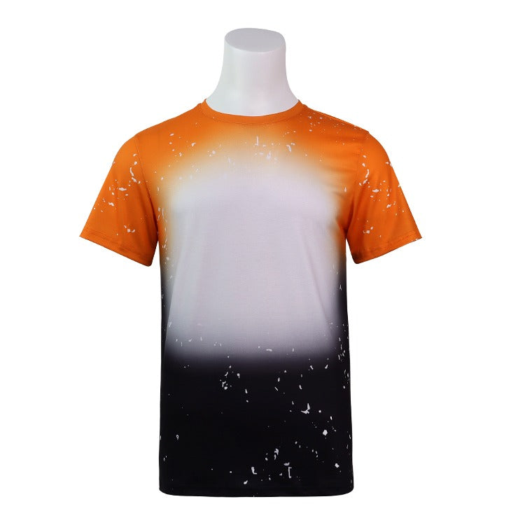 Polyester Bleach T-Shirt - Orange/Black
