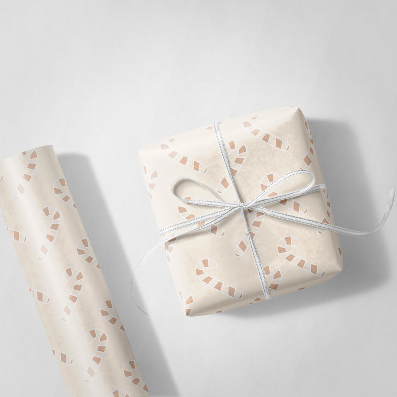 White Candy Canes Wrapping Paper