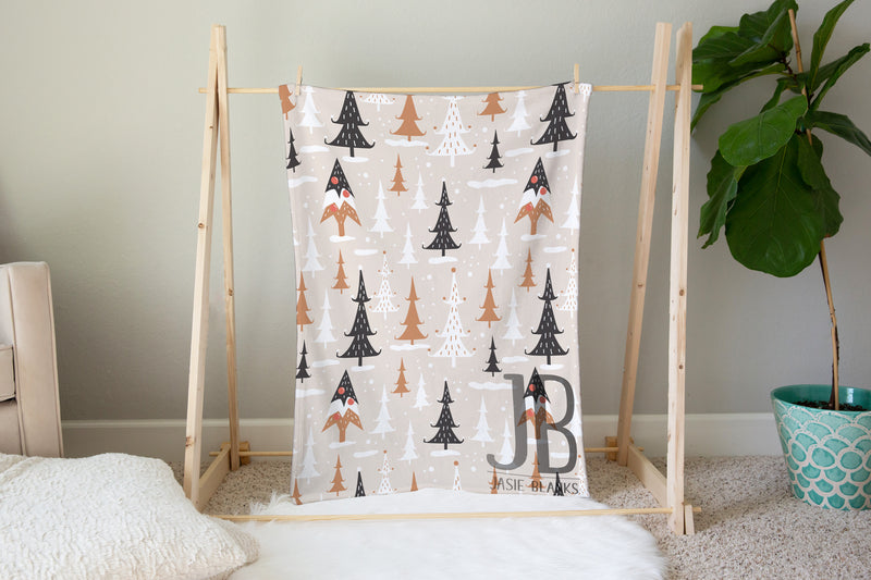 White Pine Trees Christmas Plush Blanket