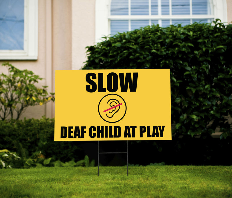 Slow Deaf Child at Play Yard Sign