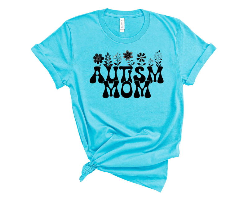 Autism Mom With Flowers Black- Transfer