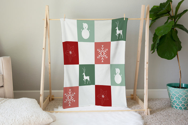 Christmas Checkered with Friends Plush Blanket