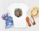 Faith Cross With Flowers - Transfer
