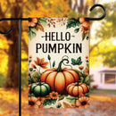 Hello Pumpkin green & orange Garden Flag