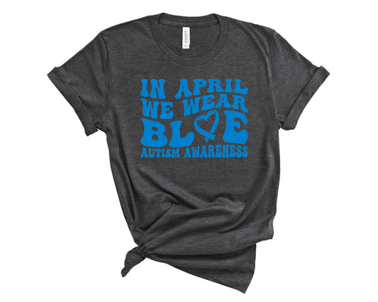 In April We Wear Blue-ribbon heart - Transfer