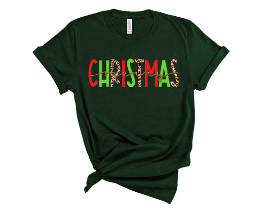 Merry Christmas Red Green & Leopard - Transfer