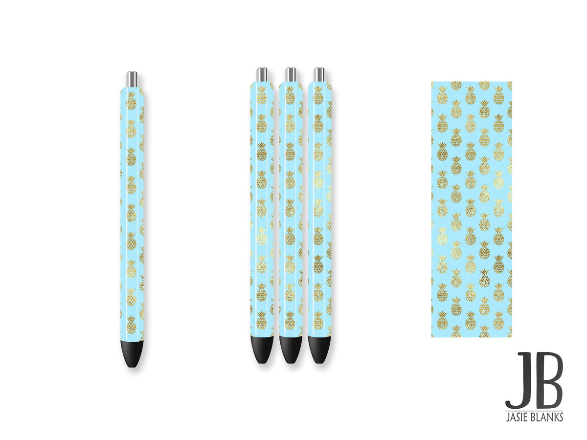 Pen Wrap-Mint & Gold Pineapple