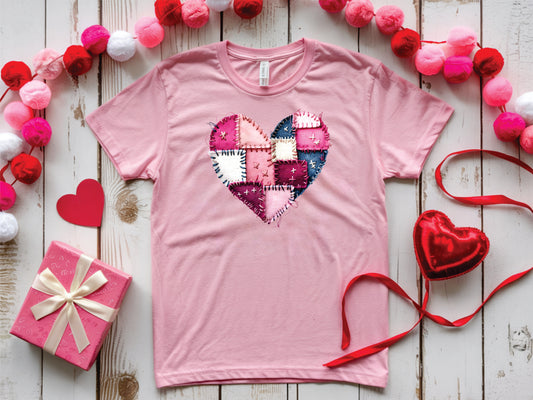 Patchwork Valentines Day Heart - Transfer