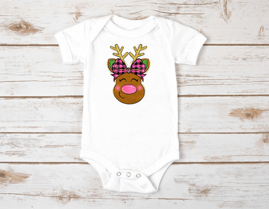 Pink Plaid Reindeer - Transfer