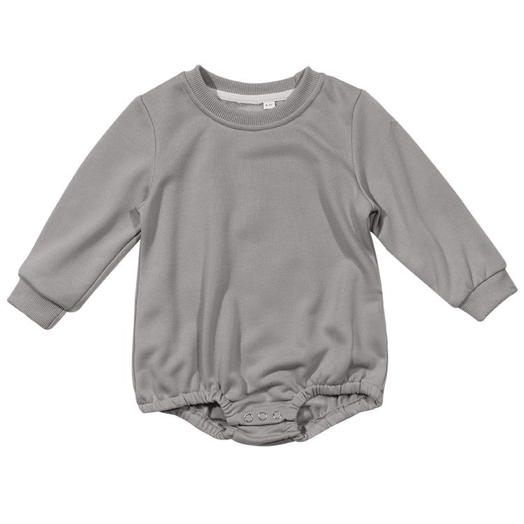 Polyester Sweatshirt Bubble Romper - Grey