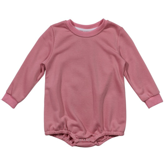 Polyester Sweatshirt Bubble Romper - Rose