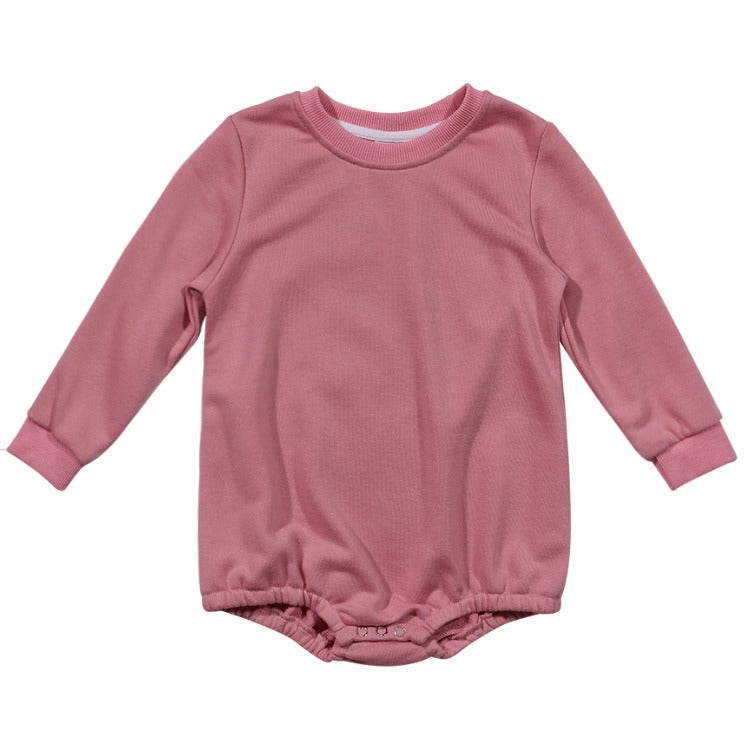 Polyester Sweatshirt Bubble Romper - Rose