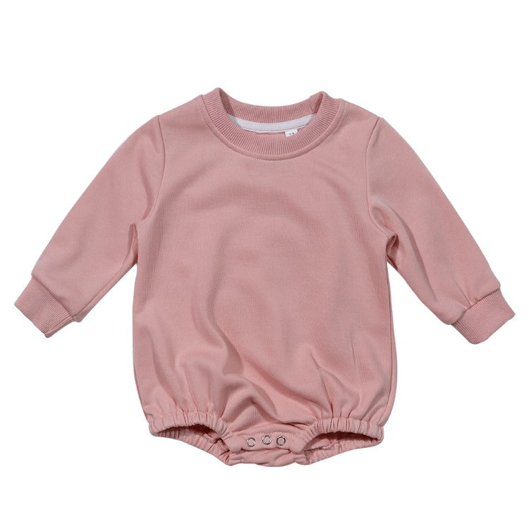Polyester Sweatshirt Bubble Romper - Vintage Pink