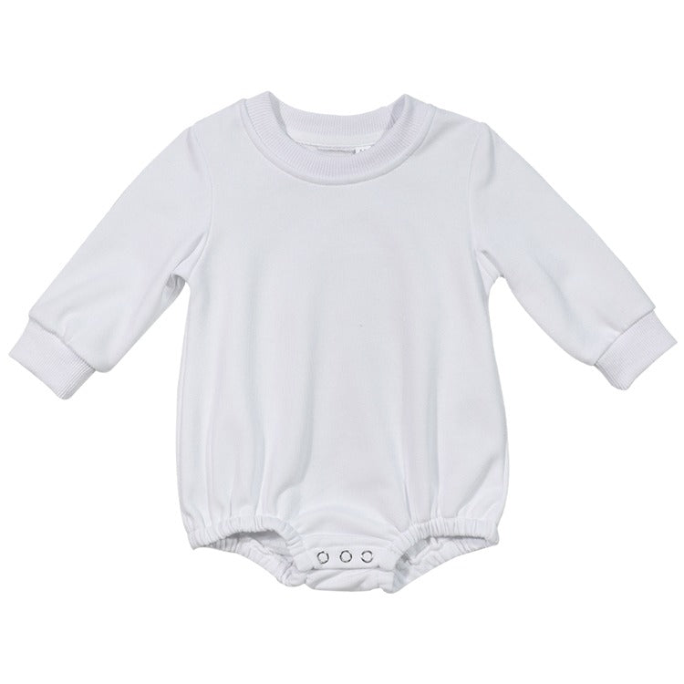 Polyester Sweatshirt Bubble Romper - White