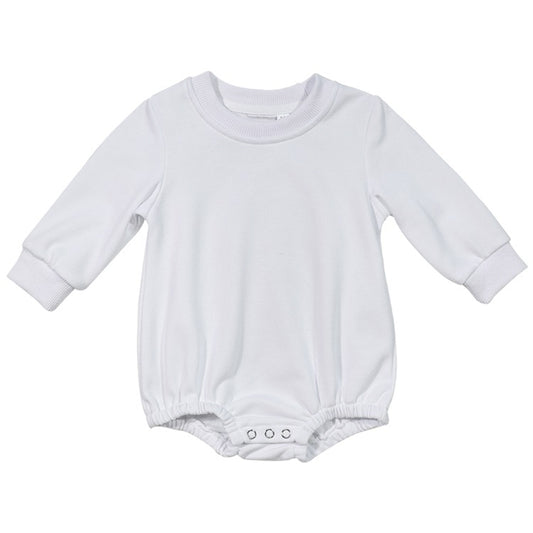 Polyester Sweatshirt Bubble Romper - White