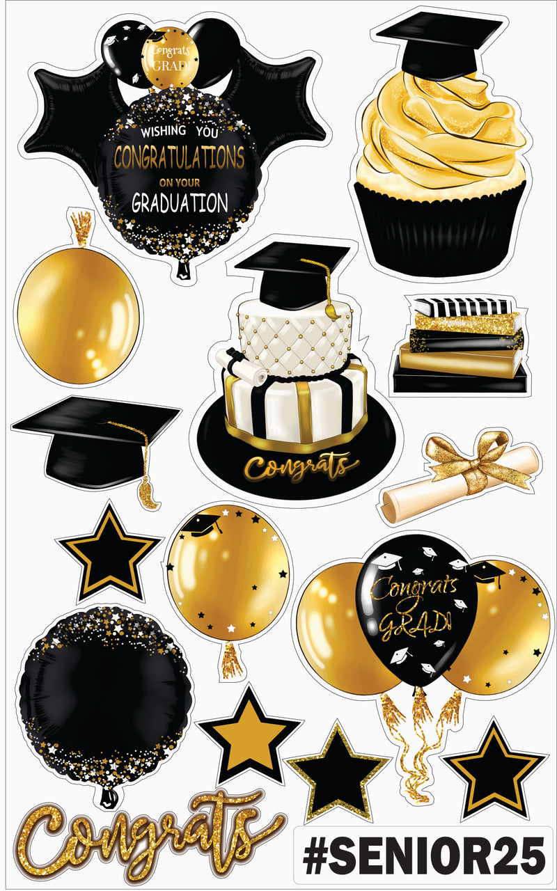 Senior Yard Card Pack Black & Gold