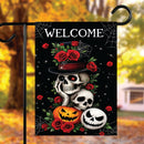 Welcome Skull & Roses Garden Flag