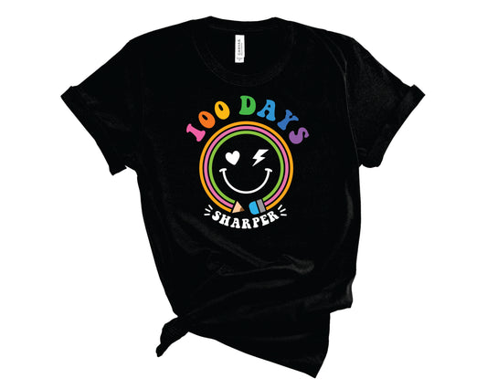 100 Days Sharper Retro Smiley White - Transfer