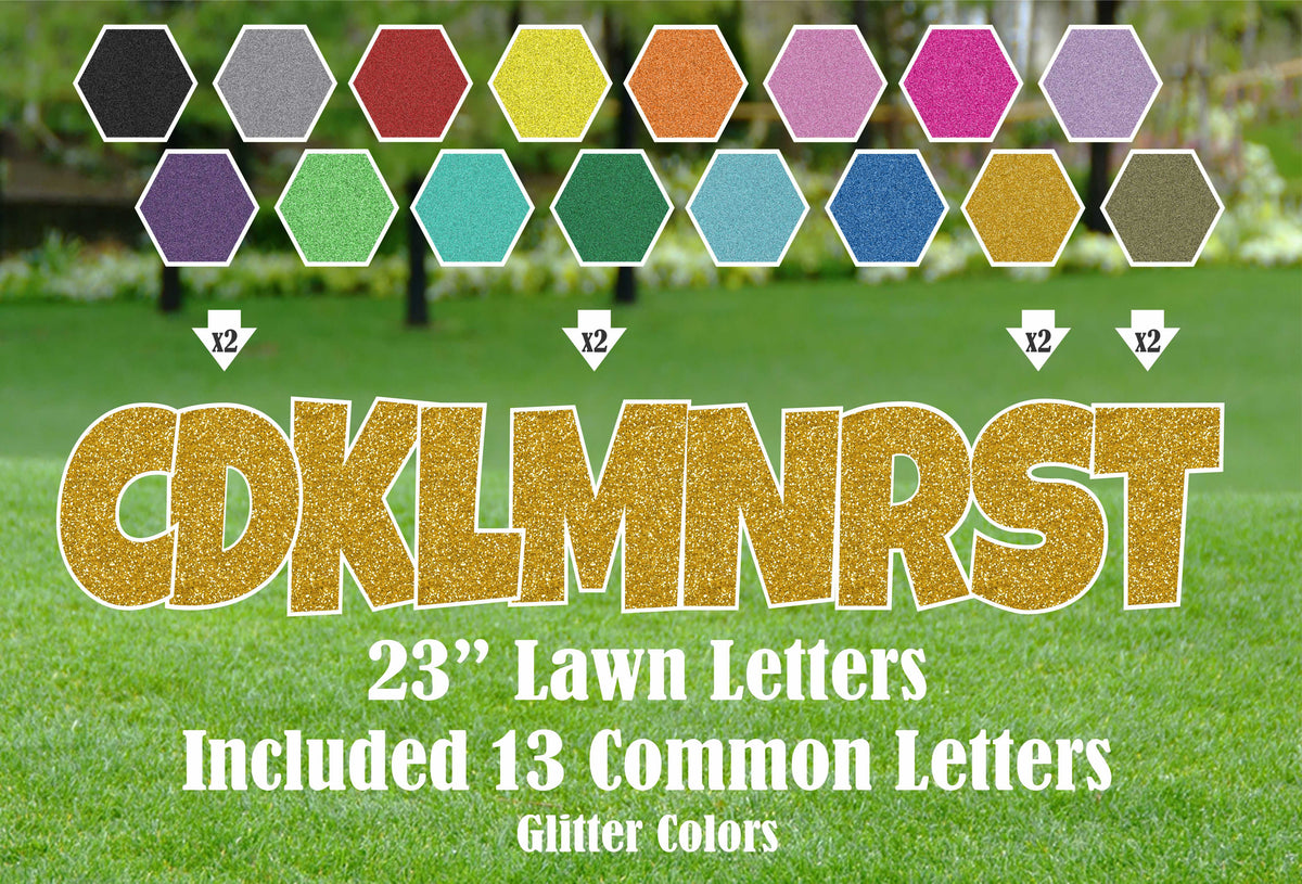 Common Consonants 23"  Luckiest Guy Font Yard Sign Letters - Glitter