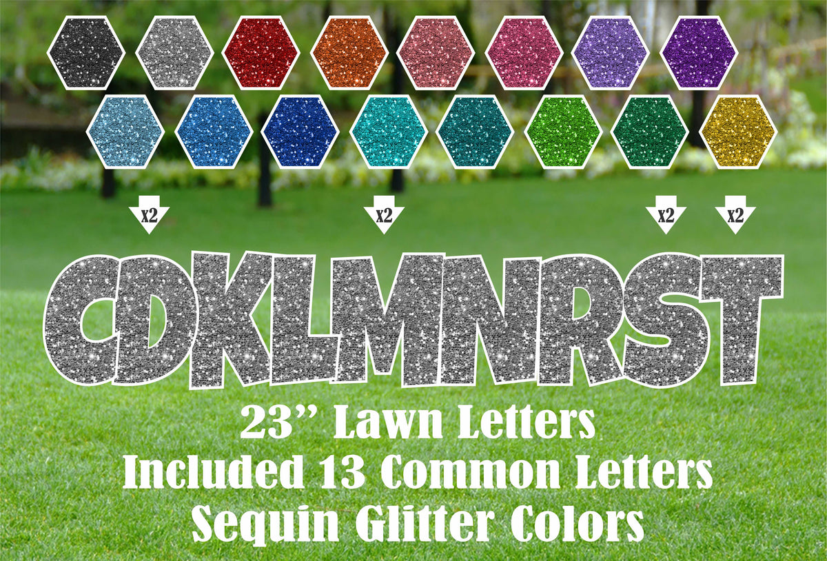 Common Consonants 23"  Luckiest Guy Font Yard Sign Letters - Sequin